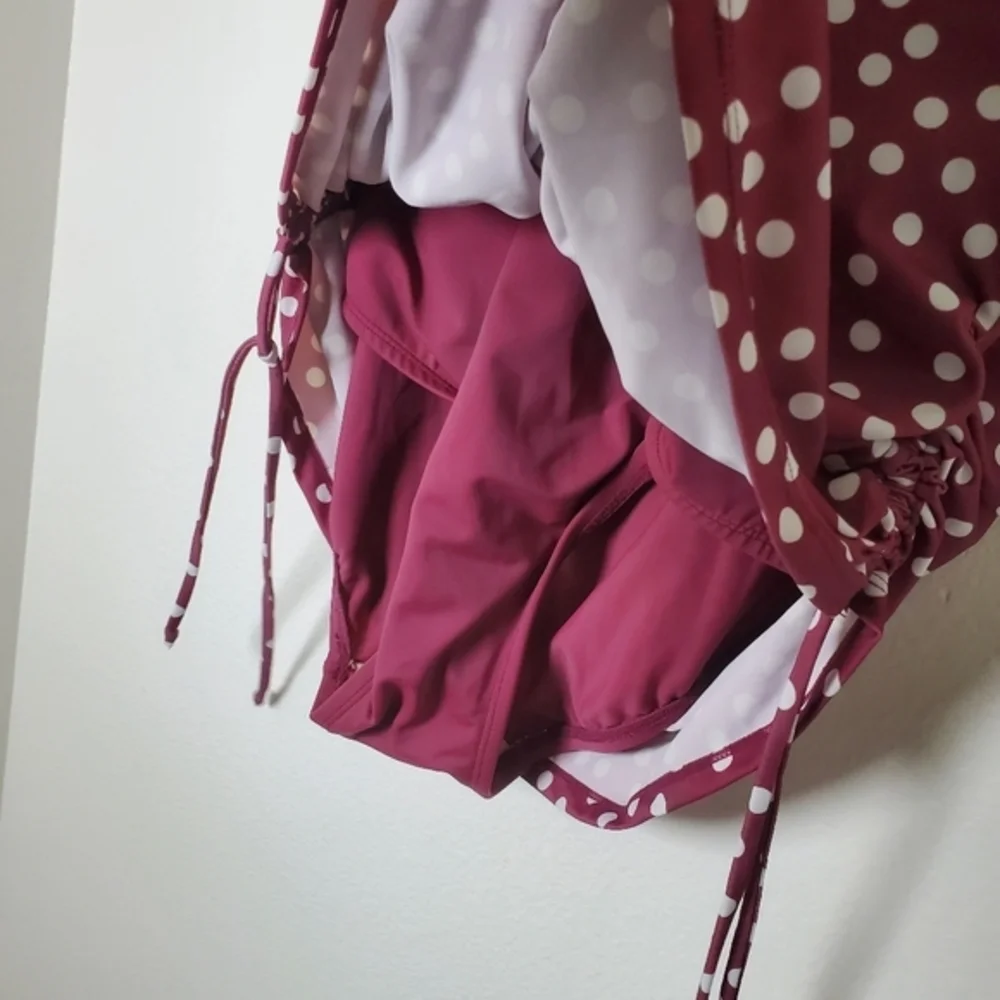 Swimsuits For All Women's Side Cinched Polka Dot Halter One‎ Piece Swimsuit